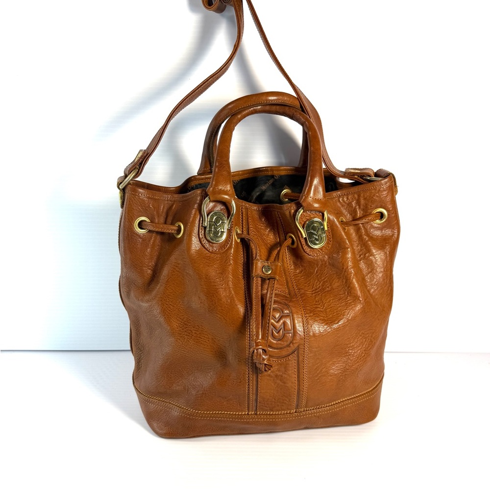 Marino Orlandi Brown Quality Leather Bucket Bag.